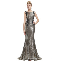 Starzz 2016 ärmellose blasse goldene Backless Shining Sequins lange formale Abendkleid ST000072-2